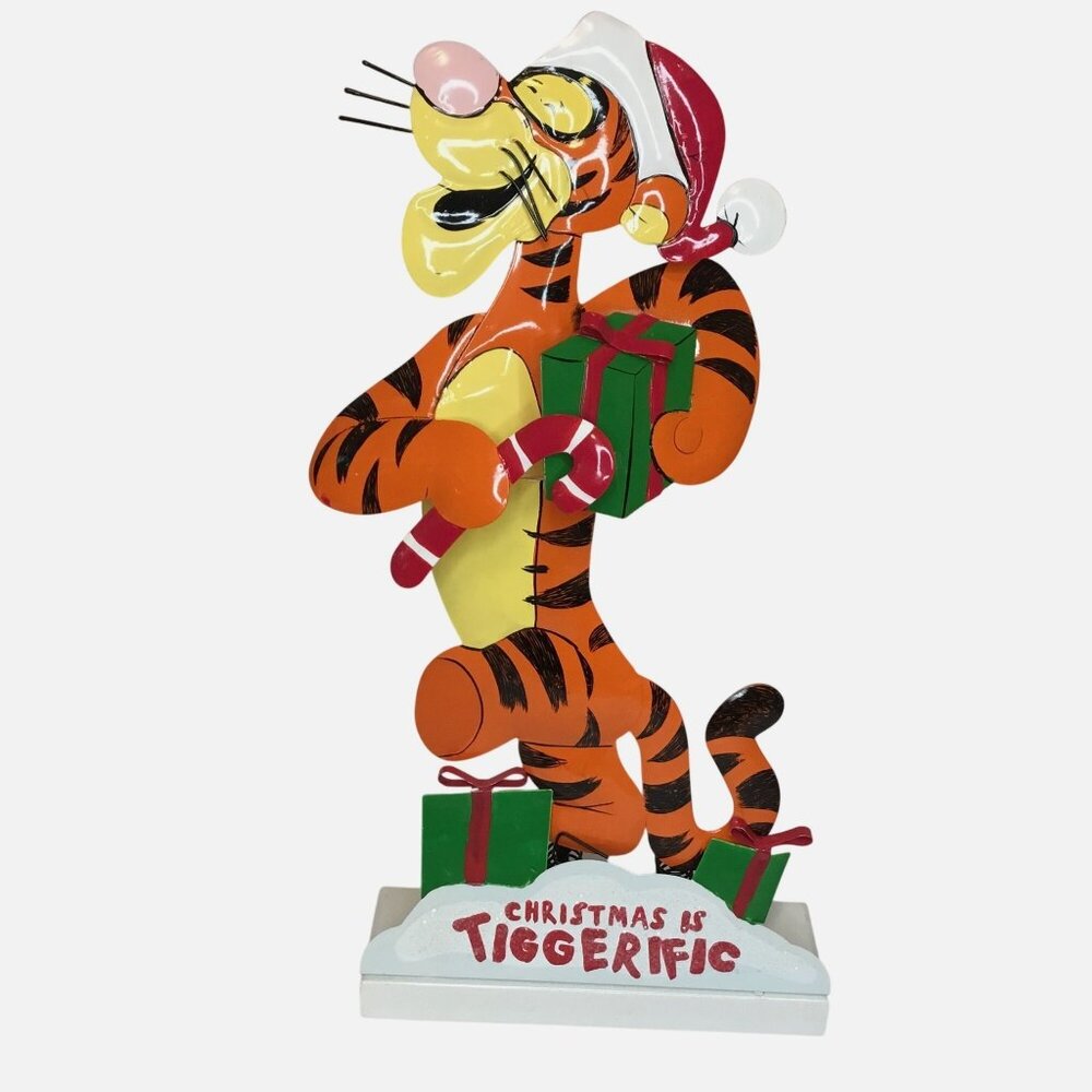 DISNEY Tigger Christmas Tin Décor Springy Metal “Christmas is Tiggerific” NIB 21
